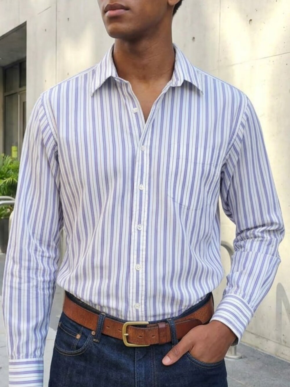 Turnbull & Asser Men's Striped Dress Shirt 100% Cotton Size 17.5 Neck or XL